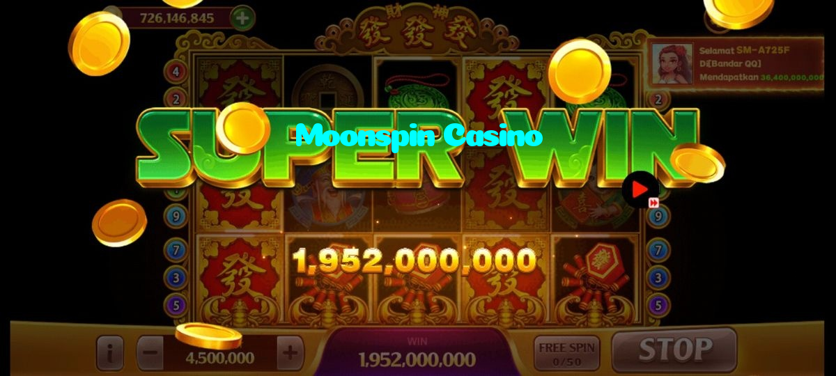 Moonspin Casino casino presented on mobile device in Pakistan with slots and live games